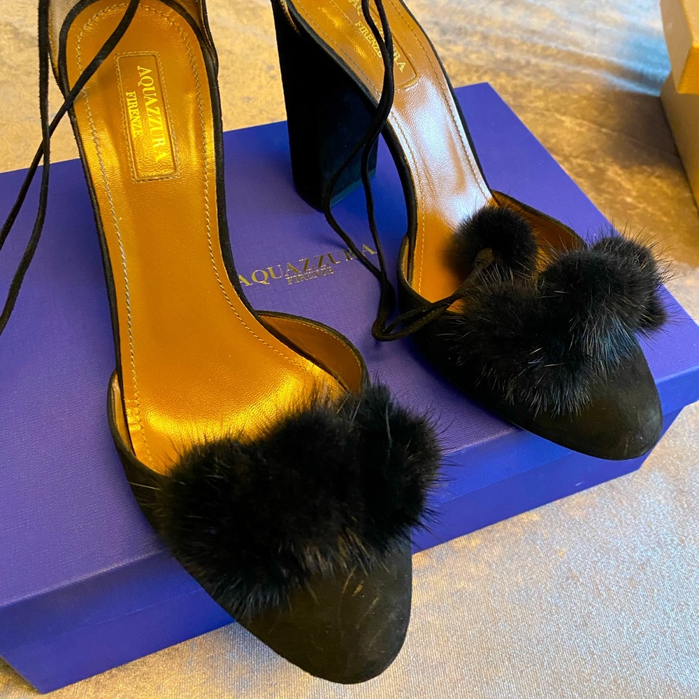 Black leather and suede 'Wild Russian' pumps from Aquazzura size 39.5 / 9/9.5